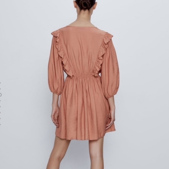 Zara women mini dress puff sleeve embroidery M lagenlook y2k Rodeo Festival Pink - Picture 6 of 11